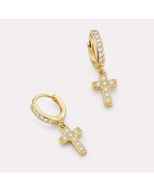 Donatello Gian Crystal Cross Earrings - Metallic