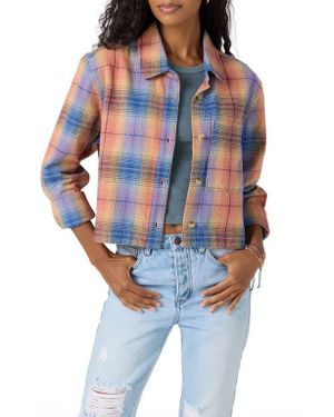 O'neill Sportswear Roy Crop Flannel Button-Up Shirt - Blue