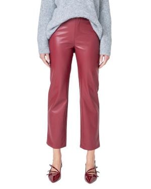 Endless Rose High Waist Faux Leather Crop Pants - Red