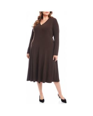 Karen Kane Kate Long Sleeve Travel Jersey Midi Dress - Brown