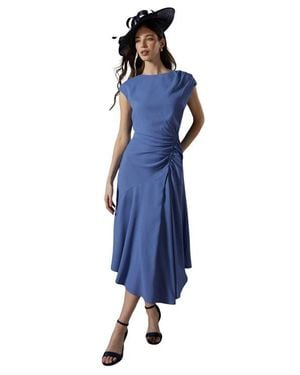 Coast Drape Side Cap Sleeve Midi Dress - Blue