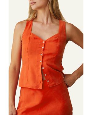 Crescent Sweetheart Cupro Top - Orange
