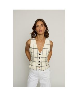 Central Park West Two-Tone Linen Vest - White