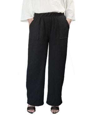 Standards & Practices Texture Wide Leg Ankle Pants - Black