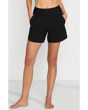 Lands' End 5 Quick Dry Elastic Waist Board Shorts Swim Cover-Up Shorts With Panty - Black