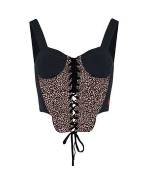 Pcfg Free Heaven Leopard Corset Top - Black