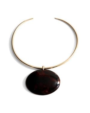 Mango Rigid Pendant Necklace - Black