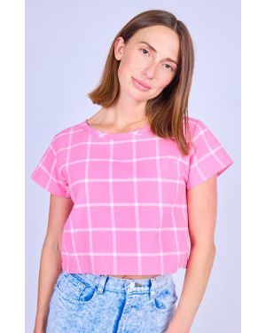 Mokuyobi Grid Crop Top - Pink