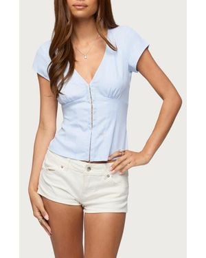 Edikted Yulena Stripe Woven Shirt - Blue
