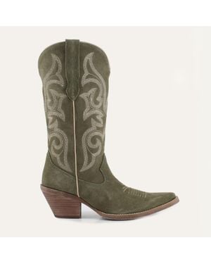 Buck & Brana Tessa Leather Boots - Green