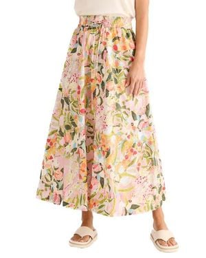 Brave+True Eliza Floral Print Maxi Skirt - Metallic