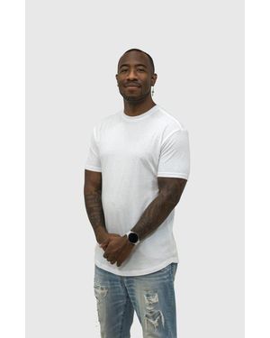 EPIC FITS Curved Hem Crew Neck T-Shirt - White