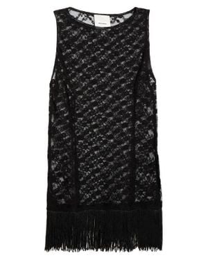 Reformation Gabrielle Fringe Hem Open Knit Top - Black