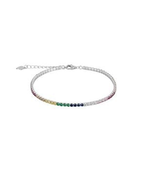 Spero London Colorful Sterling Tennis Bracelet - White