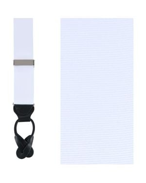 Trafalgar Phoenix 38Mm Grosgrain Non Stretch Ribbon Button End Suspenders - White
