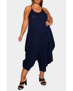L I V D Quinn Pocket Balloon Leg Jumpsuit - Blue