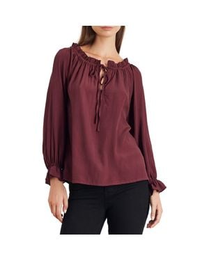 Paneros Clothing Solid Esme Long Sleeve Top - Red