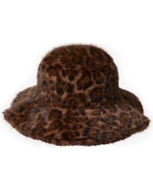 Naked Wardrobe Oversize Faux Fur Bucket Hat - Brown
