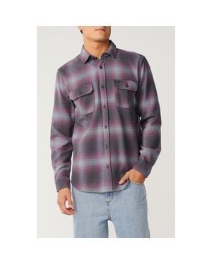 Rip Curl Count Plaid Cotton Flannel Button-Up Shirt - Purple