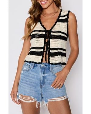 Vici Collection Meghan Stripe Open Stitch Sweater Vest - Blue