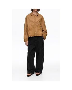 Bimba Y Lola Embroidered Cotton-Linen Jacket - Black