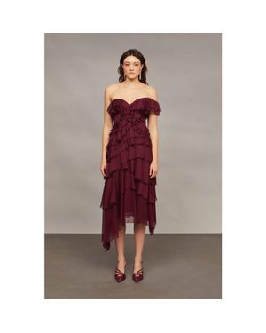 AMUR Emaline Chiffon Cascade Dress - Multicolor