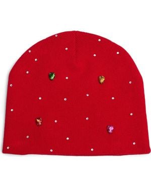 MNML Embellished Cotton Beanie - Red
