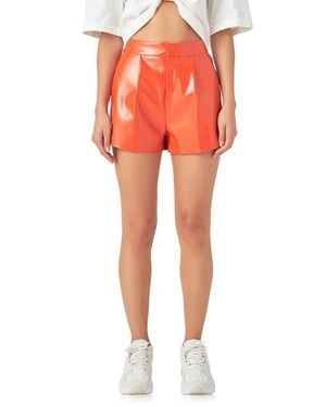 Grey Lab Shiny Faux Leather Shorts - Orange