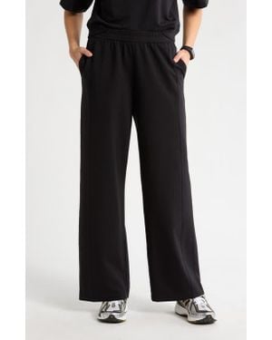 Zella Luxe Terry Wide Leg Pocket Pants - Black