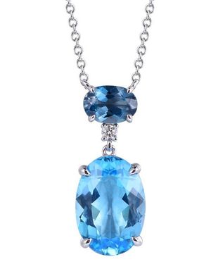 Kahn High Jewelry Topaz Necklace With Diamonds - Blue