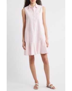Beach Lunch Lounge Marina Sleeveless Cotton Shirtdress - Pink