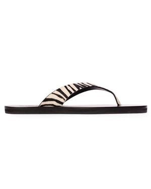 Black Suede Studio Bae Ponyhair Flip Flop - Brown