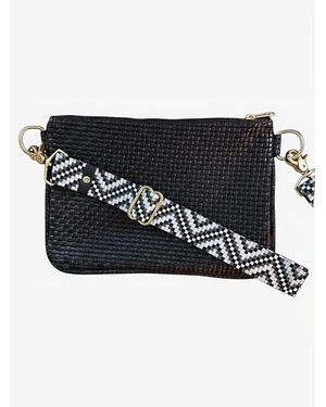 BeAlice Alice Embossed Leather Crossbody - Black