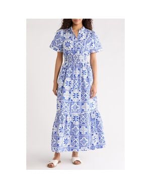 Sugarlips Lara Floral Print A-Line Dress - Blue