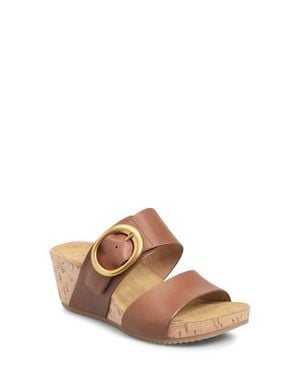 Comfortiva Elizabeth Platform Wedge Slide Sandal - Brown