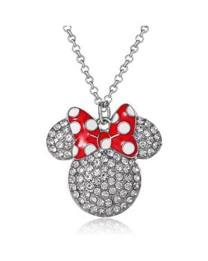 Disney Fashion Polka Dot Bow Crystals Pave Necklace - Red