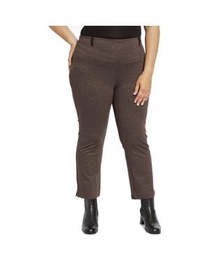 Lyssé Pinstripe Pull-On Baby Bootcut Ankle Ponte Pants - Brown