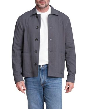 Bagatelle Relaxed Fit Linen & Cotton Work Jacket - Blue