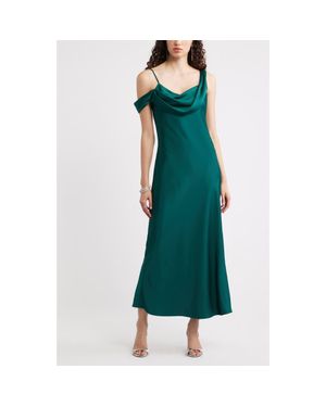 Chelsea28 Off The Shoulder Satin Maxi Dress - Green
