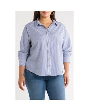 Beach Lunch Lounge Bentley Stripe Cotton Button-Up Shirt - Blue