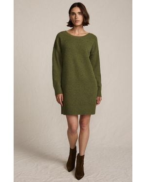Lands' End Fuzzy Bow Back Mini Sweater Dress - Green