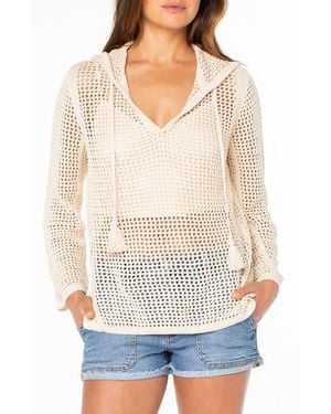 Roxy Summer Nights Open Stitch Hooded Tunic - White