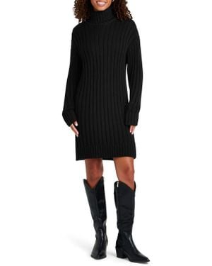 Splendid Felicity Turtleneck Long Sleeve Mini Sweater Dress - Black