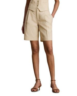 Ralph Lauren Pleated Linen Blend Shorts - Natural