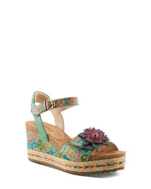 Spring Step Boca Espadrille Ankle Strap Platform Wedge Sandal - Metallic
