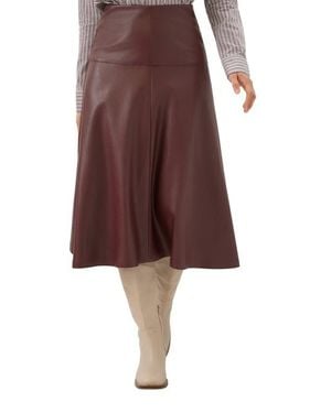 Karen Kane Faux Leather Midi Skirt - Brown
