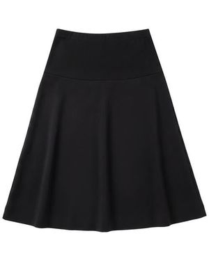 Touche Eclat Ponte Special Wide Waistband Stretch Knit Flared Skirt - Black