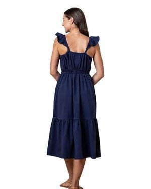 Hope & Henry Organic Knit Flounce Dress - Blue