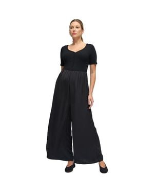 Ingrid & Isabel Mix Media Maternity Jumpsuit - Black