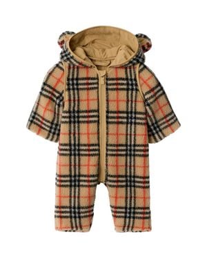 Burberry Check Fleece Hooded Jumpsuit - Multicolor